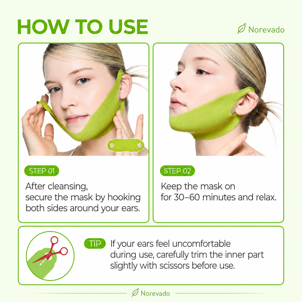 Norevado Cooling V-Lifting Band for Jawline Support, De-Puffing & Smoother-Looking Skin
