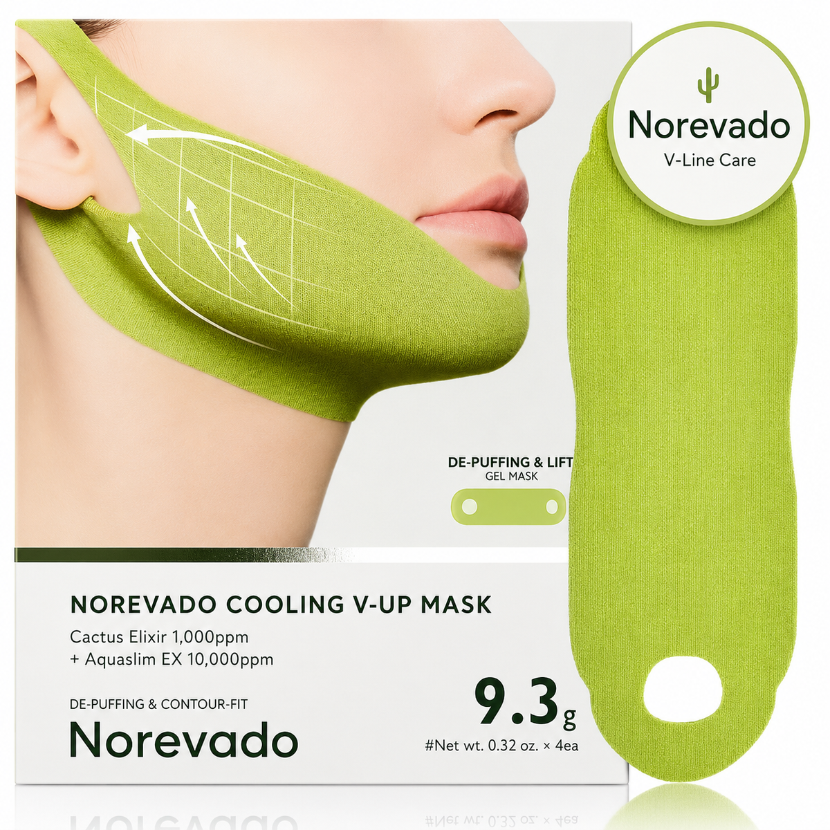 Norevado Cooling V-Lifting Band for Jawline Support, De-Puffing & Smoother-Looking Skin
